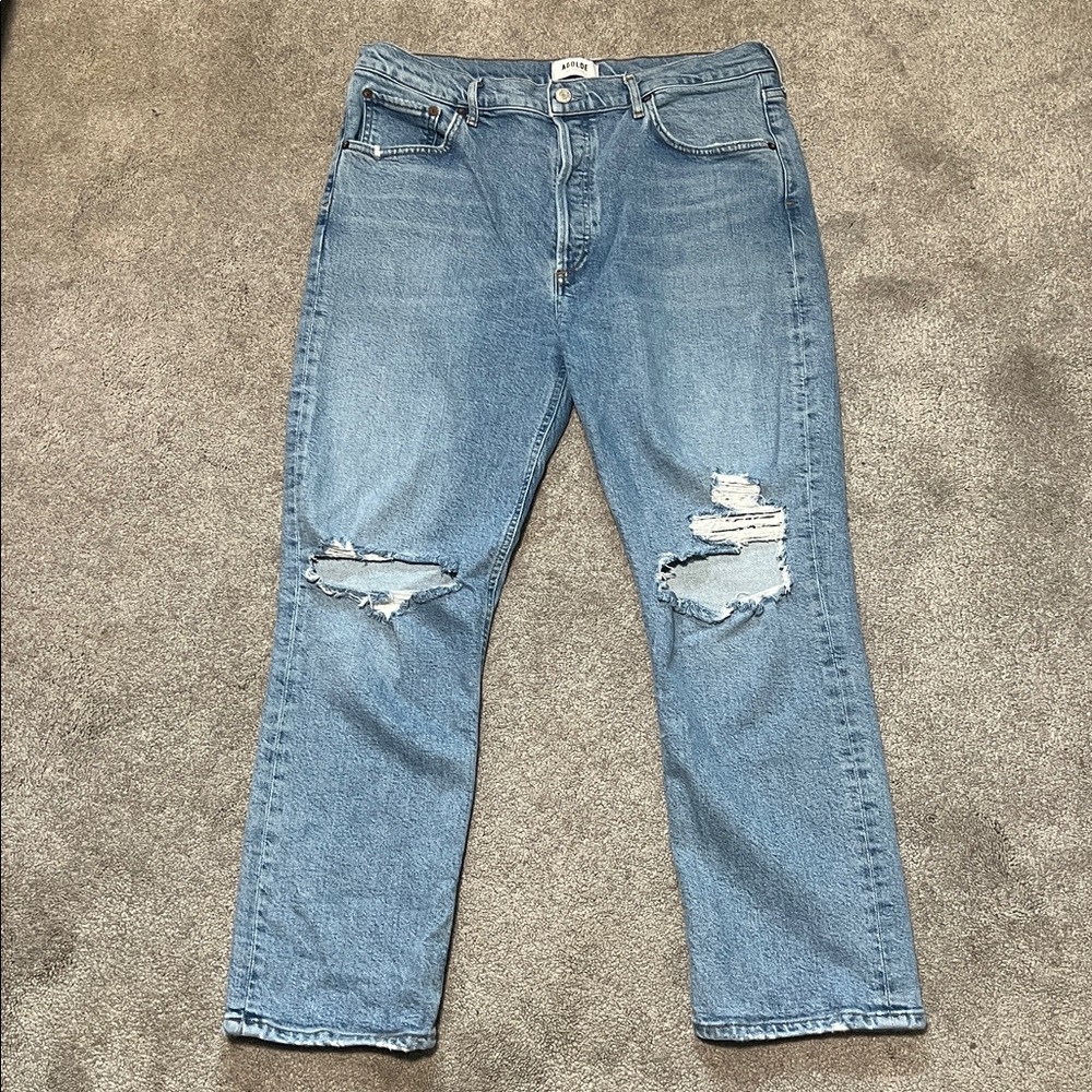 Agolde Riley Distressed Crop Jeans Buttonfly size 32